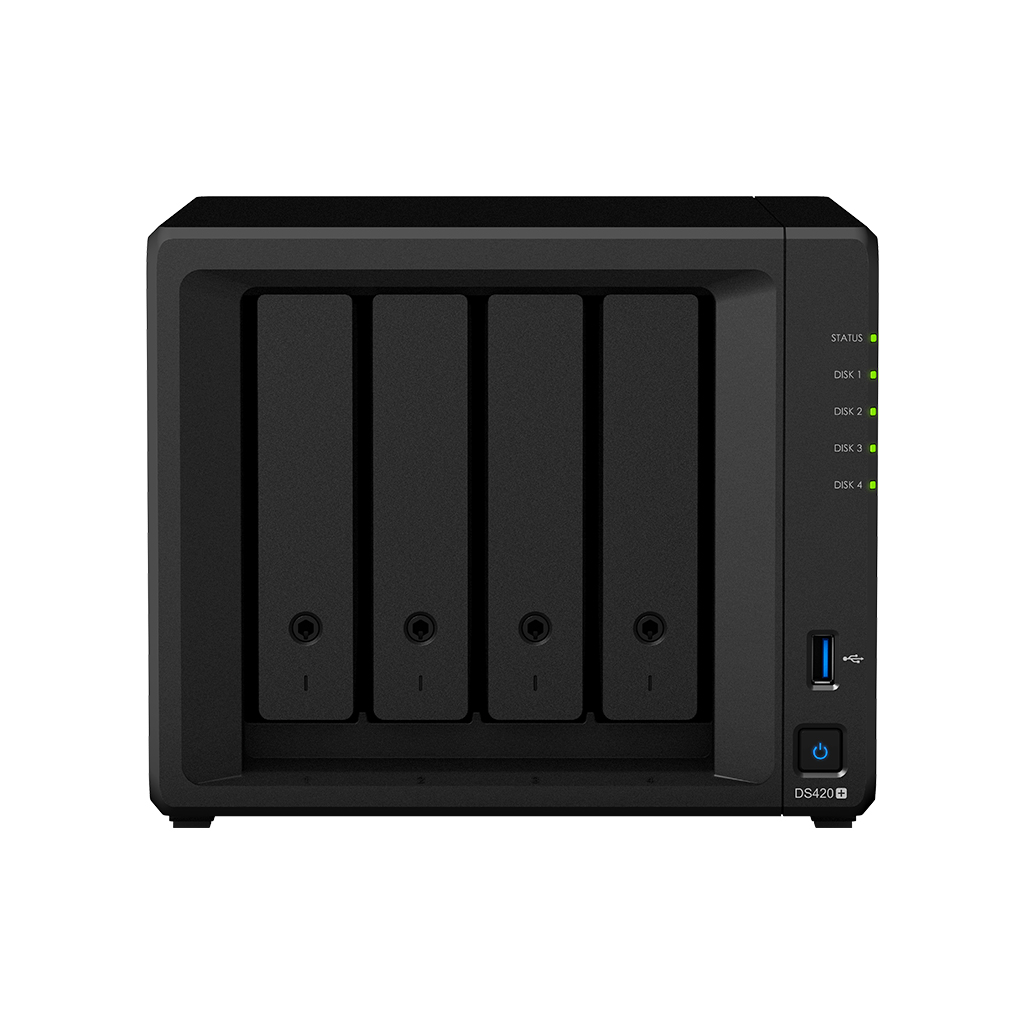 Synology DS420+, 4-bay DiskStation, Dual Core 2.0 GHz (turbo to 2.9 GHz), 2GB RAM (up to 6GB)