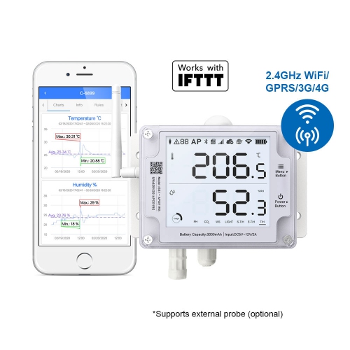 UbiBot GS1-AL4G1RS Industrial-Grade WIFI SIM Temperature Humidity Light Data Logger IoT System
