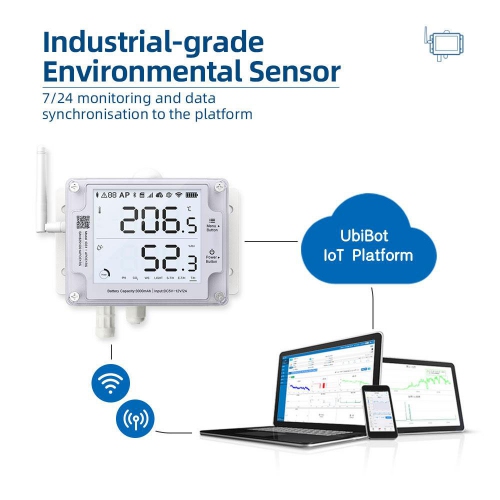 UbiBot GS1-AL4G1RS Industrial-Grade WIFI SIM Temperature Humidity Light Data Logger IoT System - Image 3